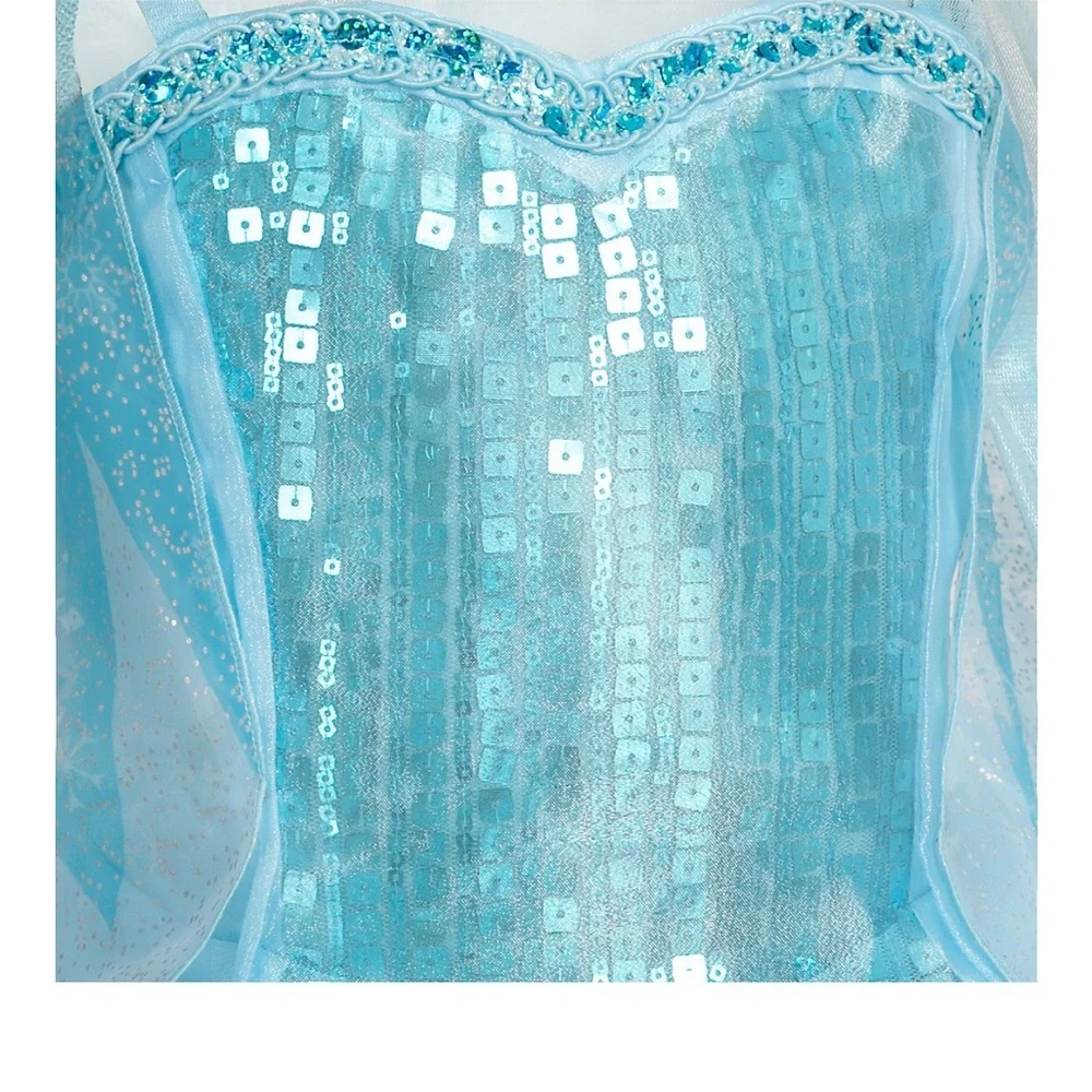 New Disney Store Frozen Elsa Costume Dress Girls 3T Sequins Princess Halloween - Picture 7 of 10
